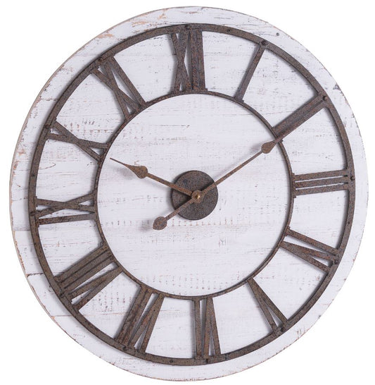 Rustic Wooden Clock With Aged Numerals And Hands