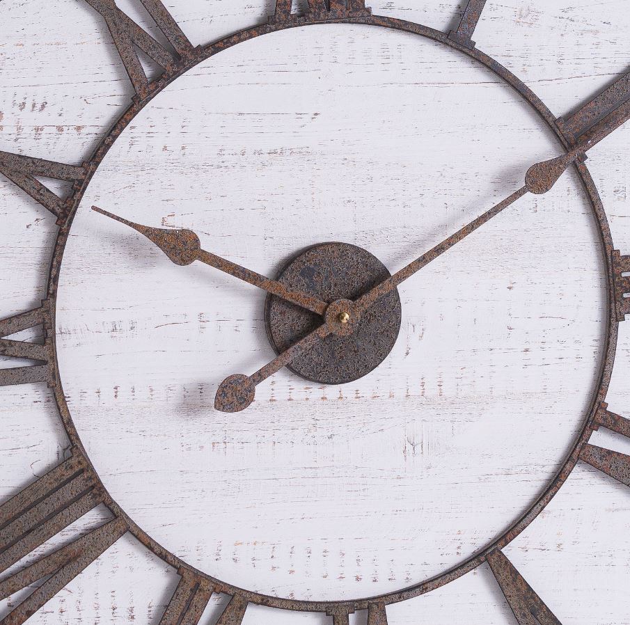Rustic Wooden Clock With Aged Numerals And Hands