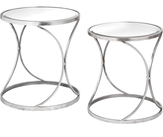 Silver Curved Design Set Of 2 Side Tables