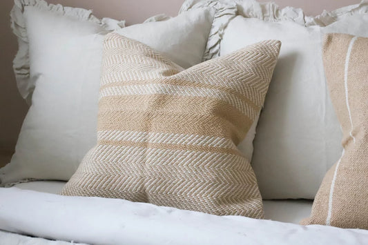 India Apricot Herringbone Cushion - 2 SIzes