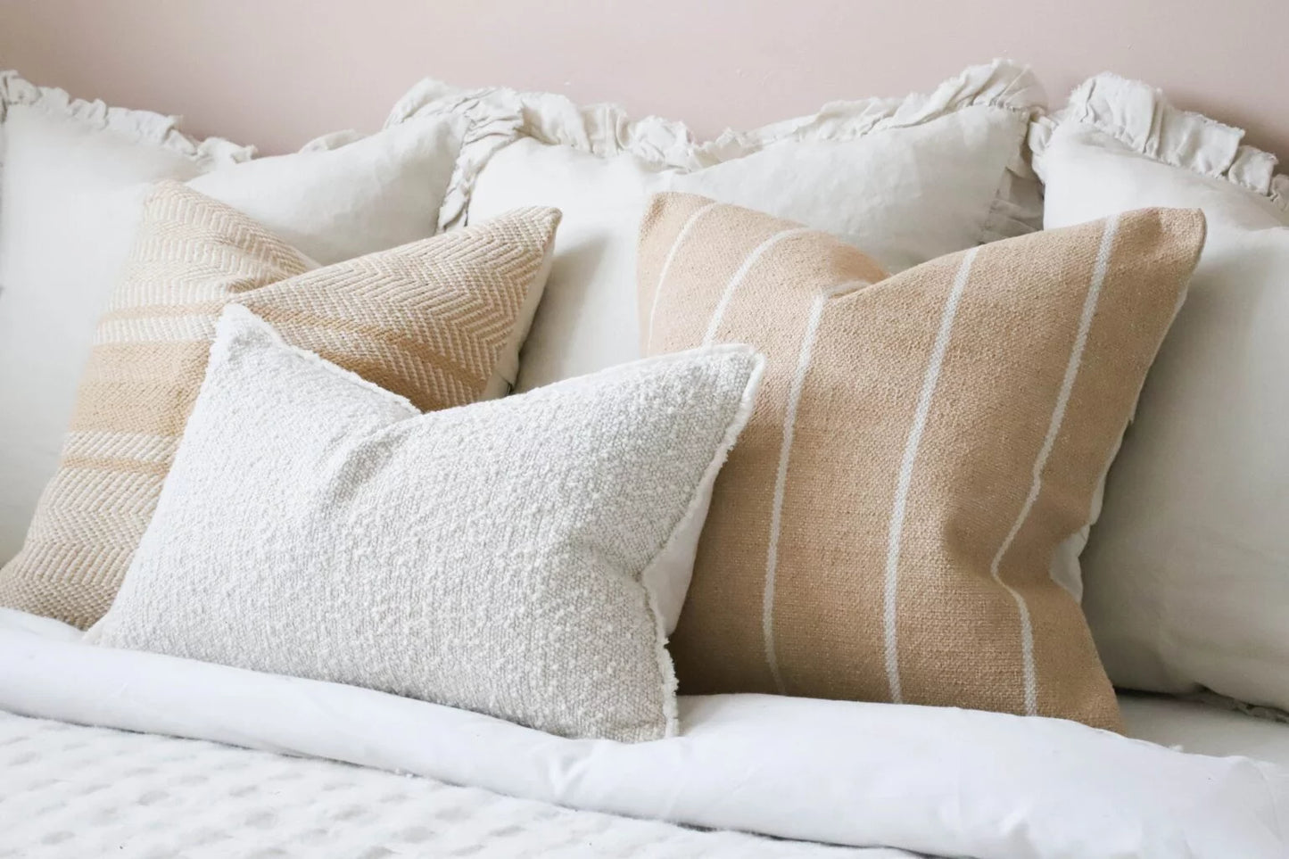 India Apricot Herringbone Cushion - 2 SIzes