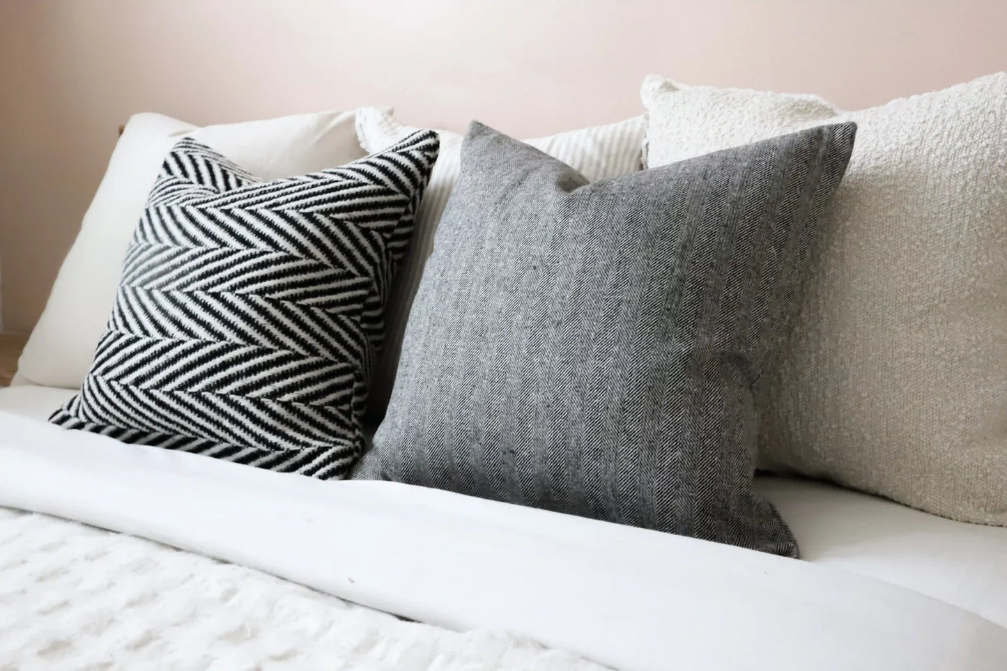 Tia Black Herringbone Cushion