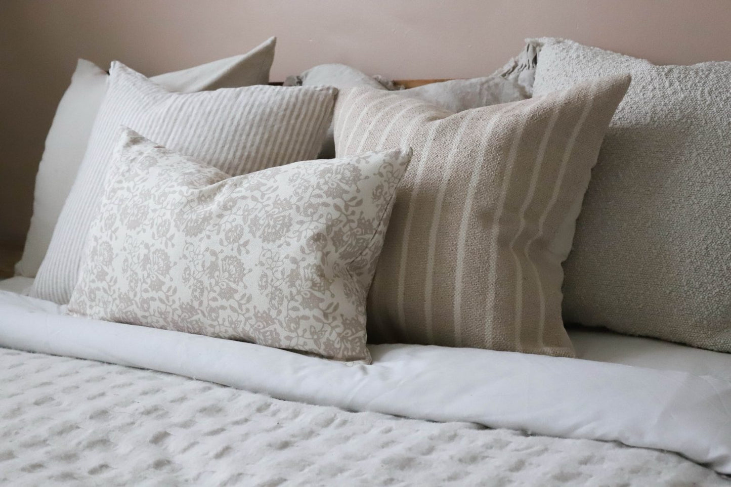 Aria Beige Print Cushion 50 x 30