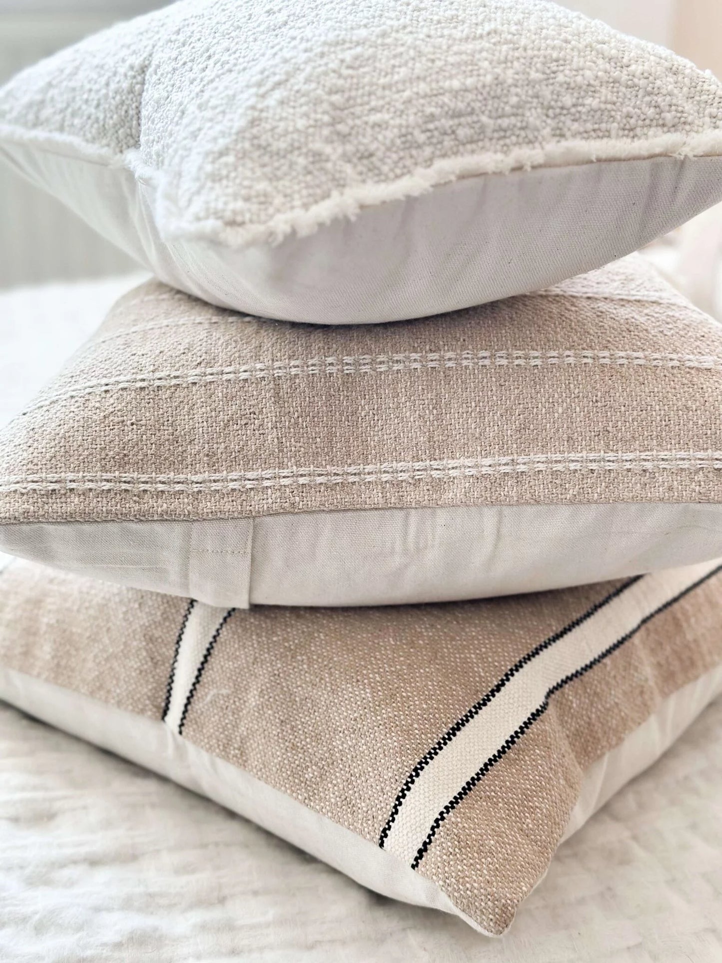 India Beige, Black, and Cream Cushion 2 Sizes