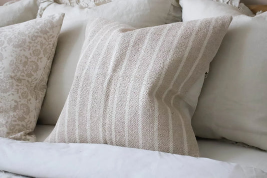 India Beige and Cream Stripe Cushion - 2 Sizes