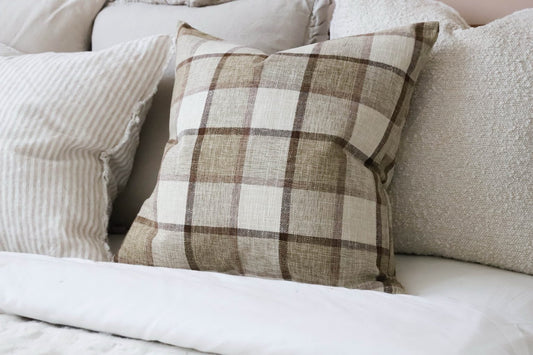 Country Beige Check Cushion