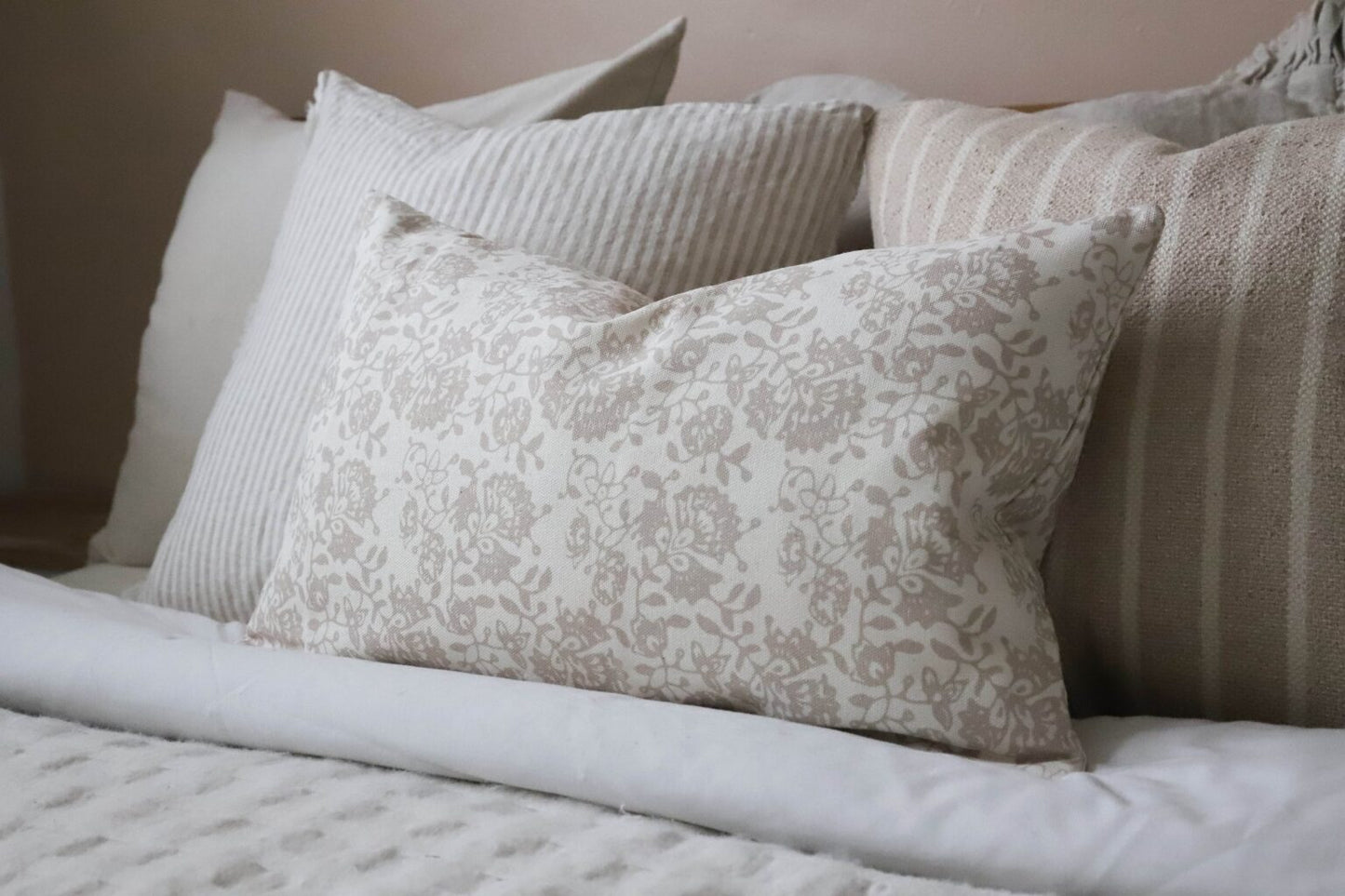 Aria Beige Print Cushion