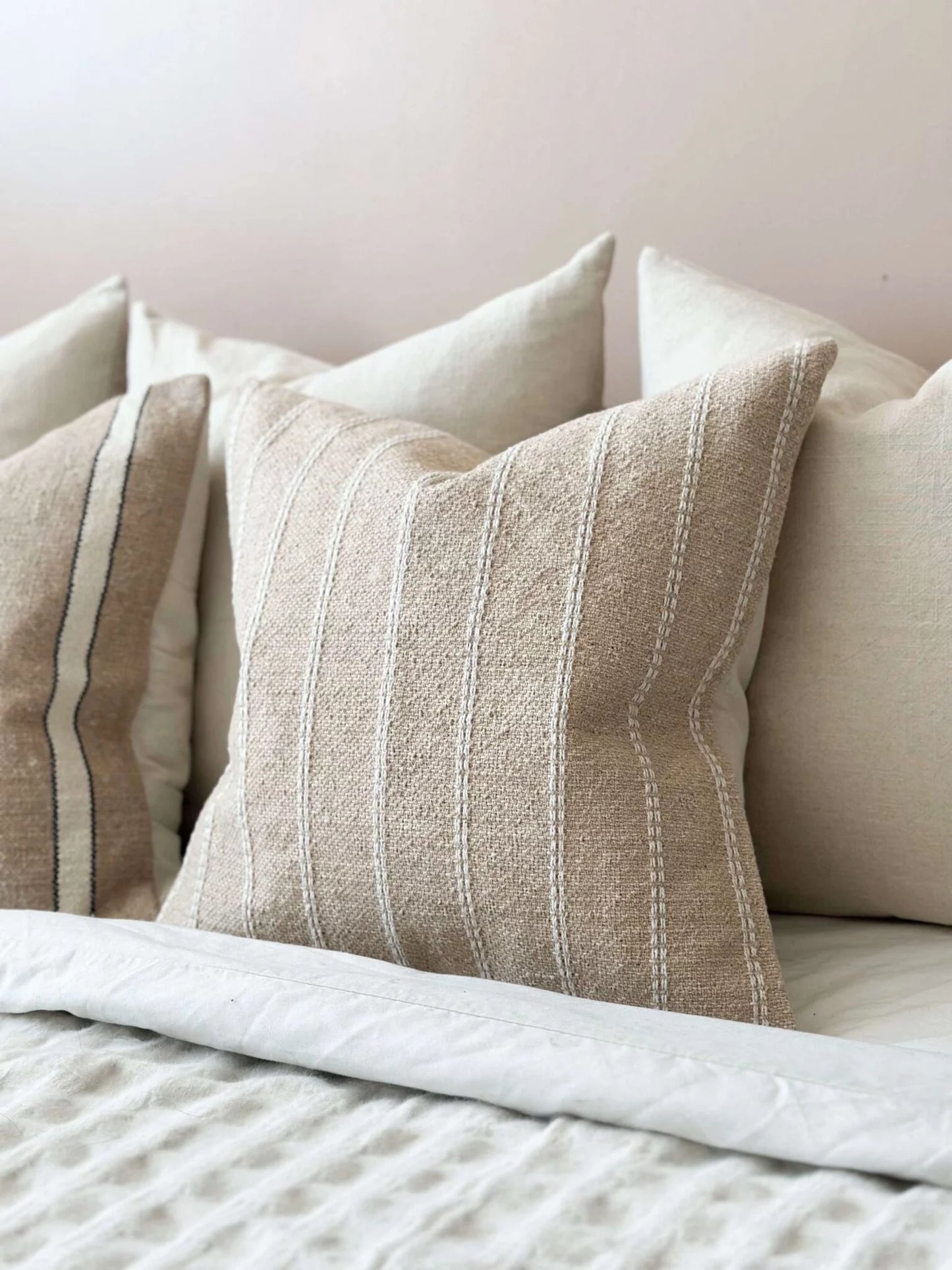 India Beige Stripe Cushion - 2 Sizes