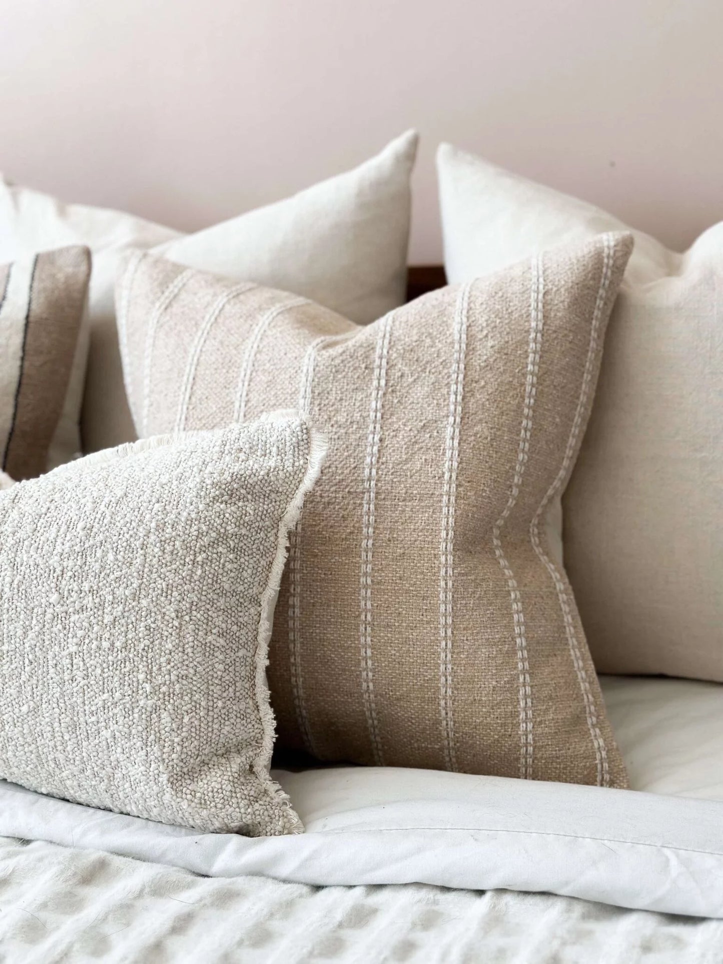 India Beige Stripe Cushion - 2 Sizes