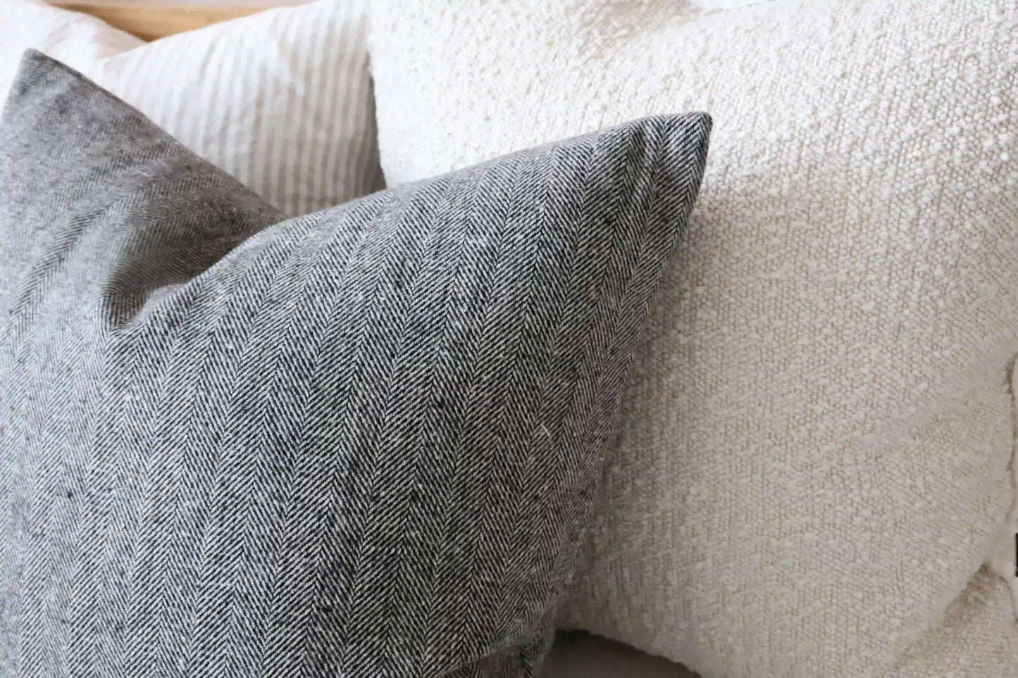 Tia Black Herringbone Cushion