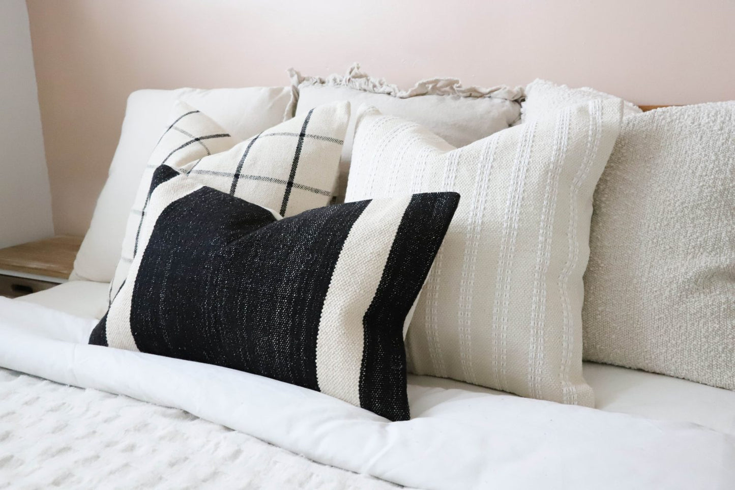 India Black and Cream Stripe Cushion