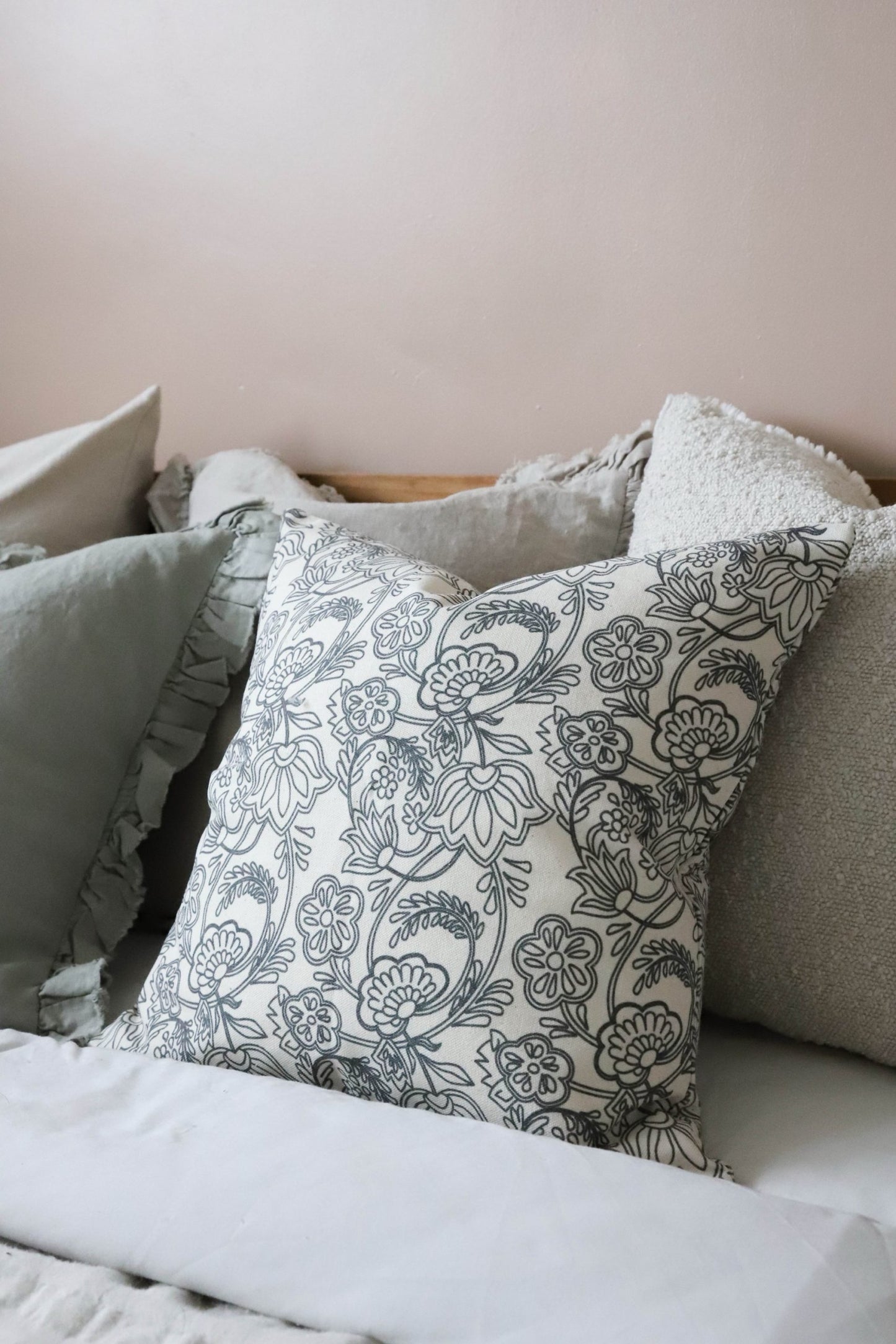 Aria Black Print Cushion