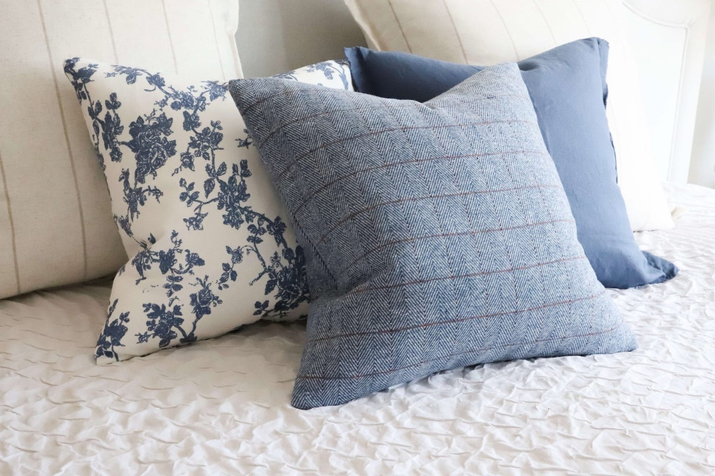 Aria Blue Floral Print Cushion