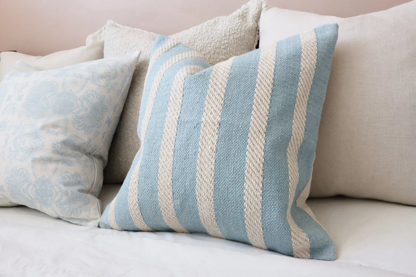 India Blue Rope Stripe Cushion