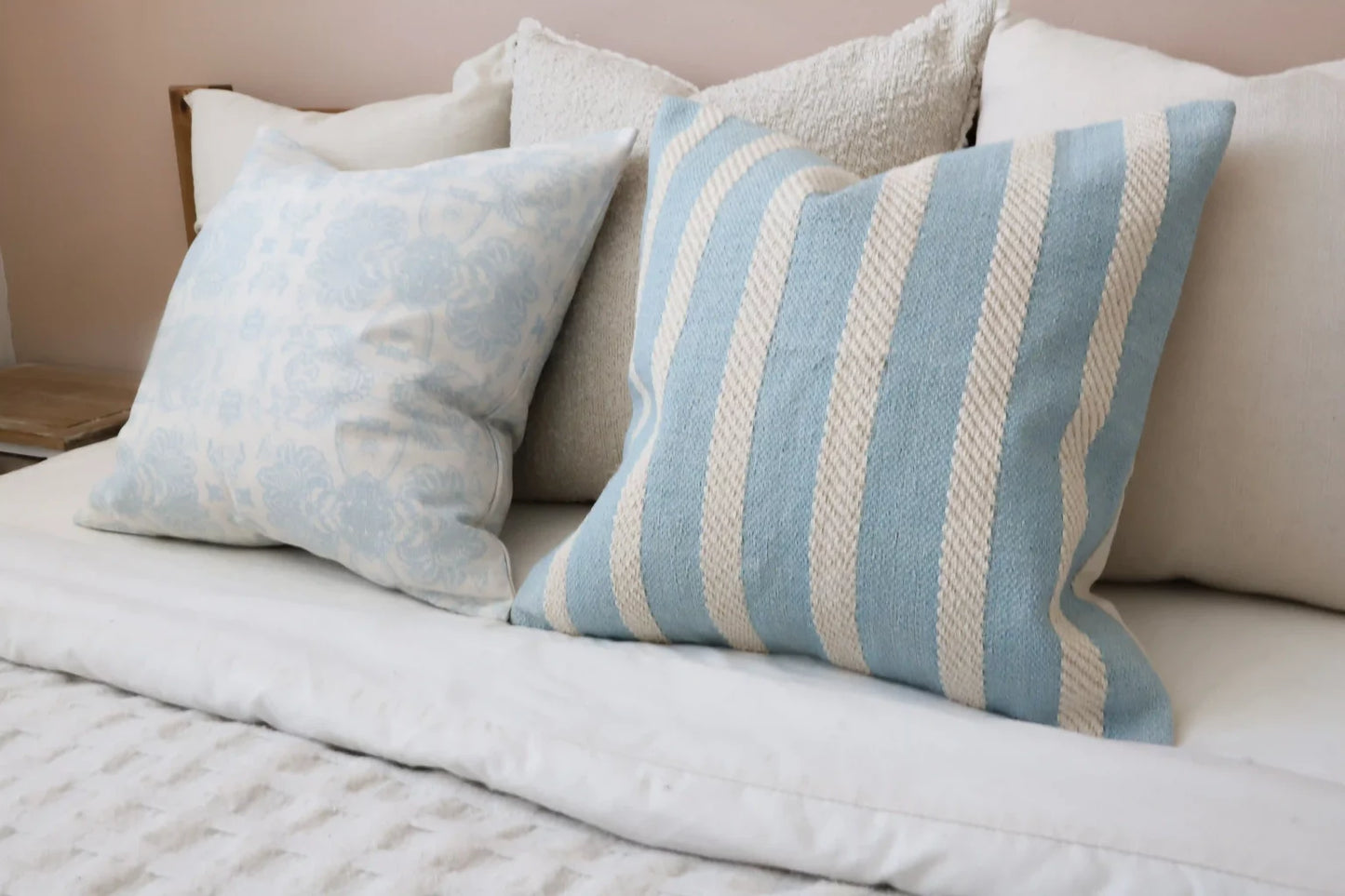 India Blue Rope Stripe Cushion