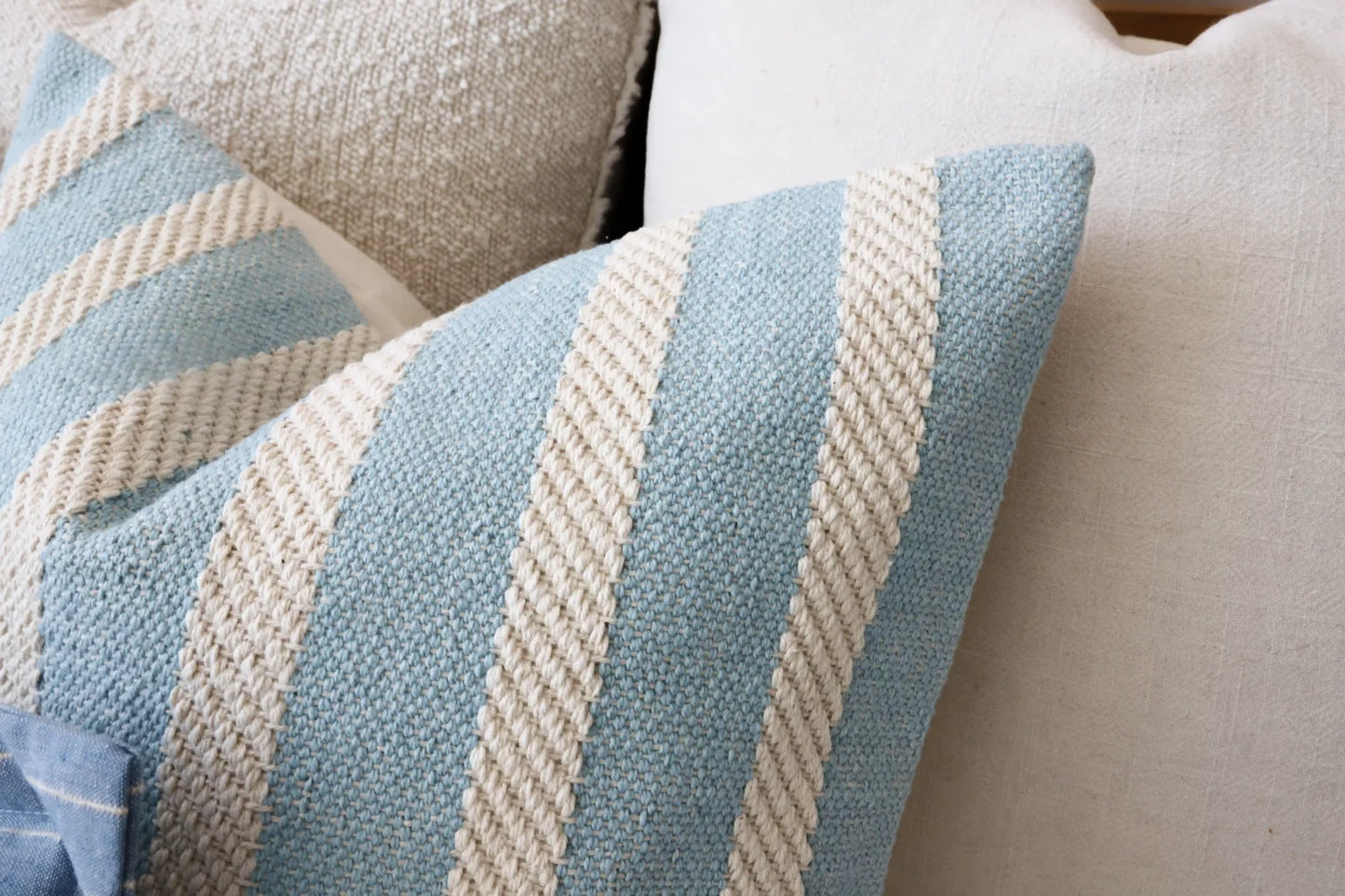 India Blue Rope Stripe Cushion