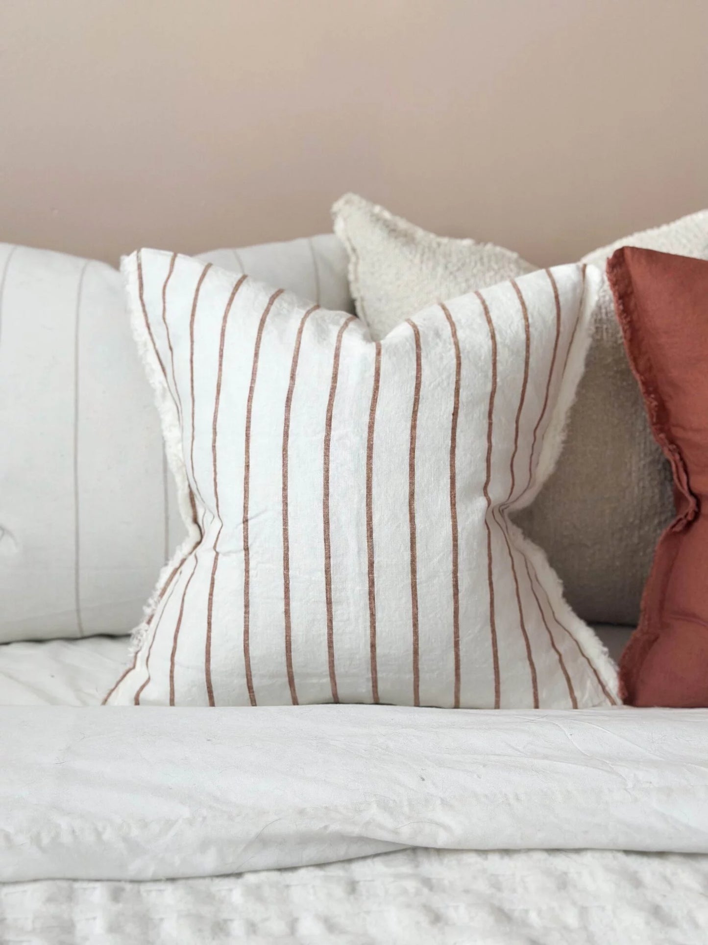 Esmee Brown and Cream Stripe Cushion - 2 Sizes