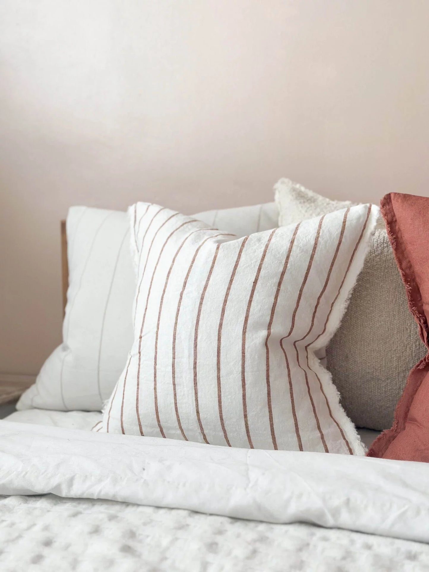 Esmee Brown and Cream Stripe Cushion - 2 Sizes