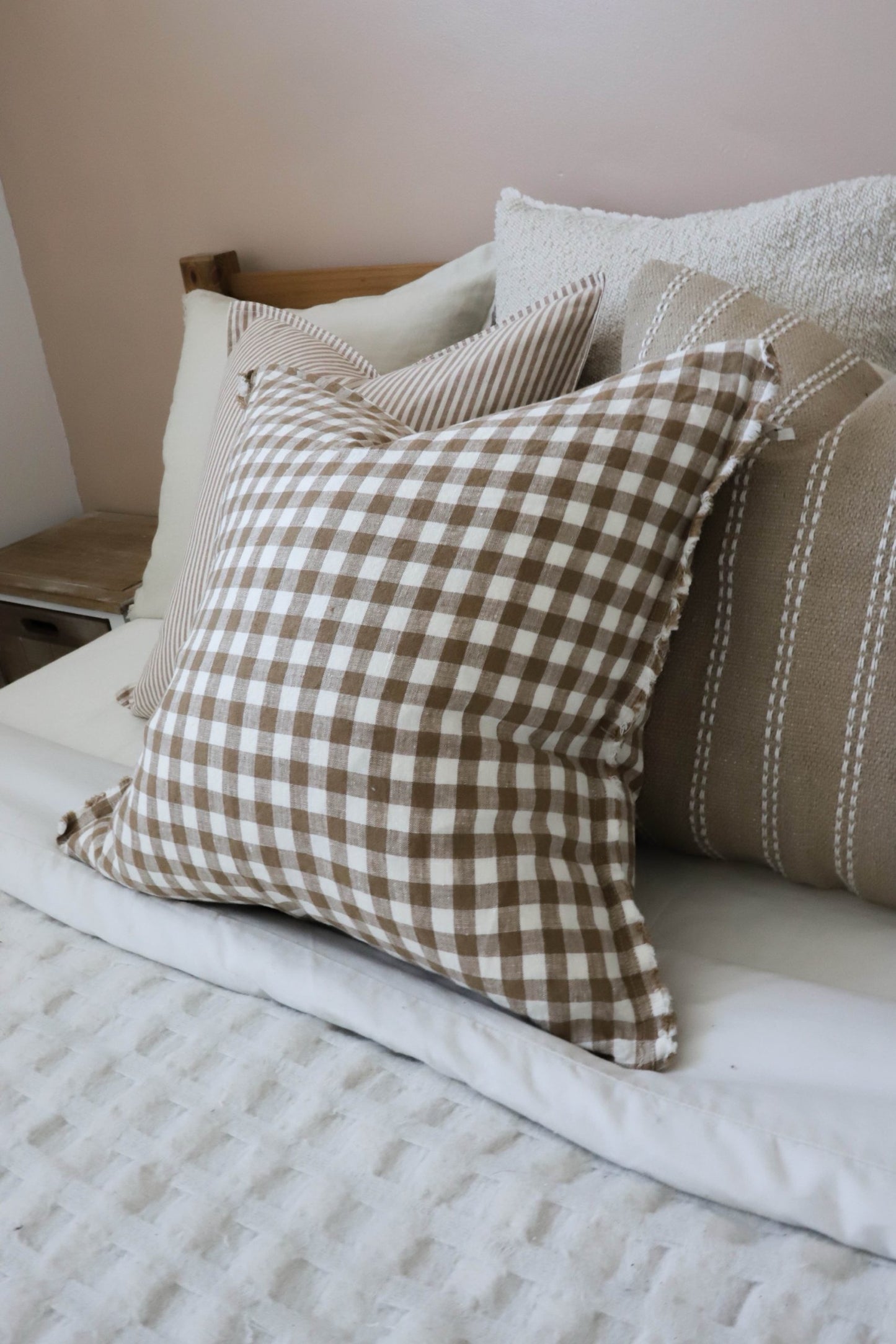 Esmee Brown Gingham Cushion