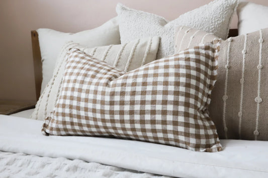 Esmee Brown Gingham Cushion 50 x 30