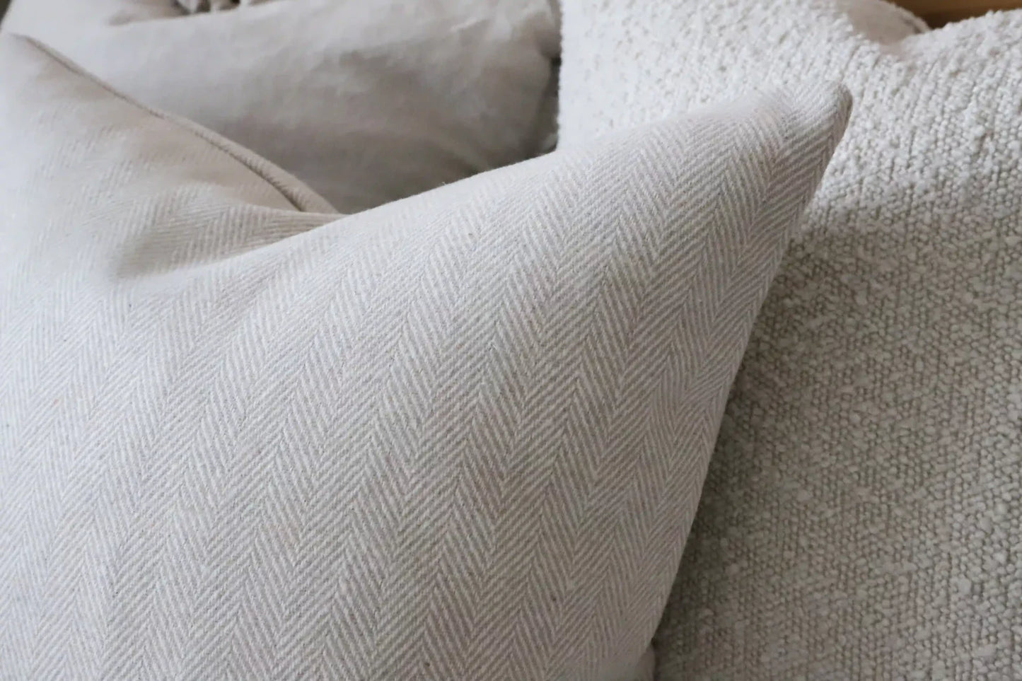 Tia Cream Herringbone Cushion