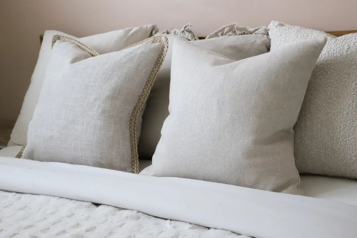 Tia Cream Herringbone Cushion