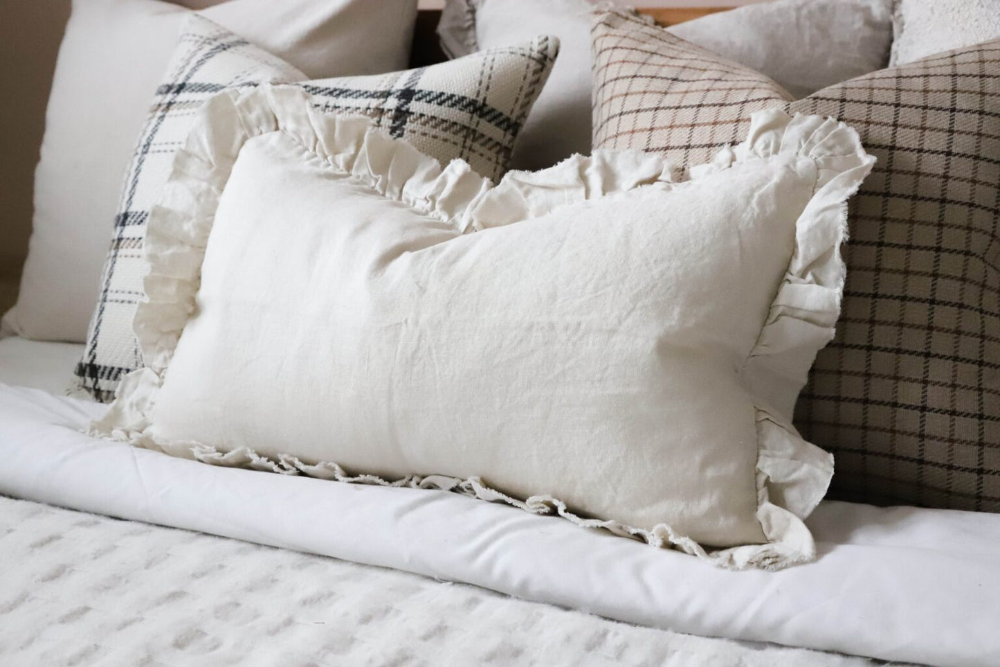 Hallie Cream Ruffle Cushion