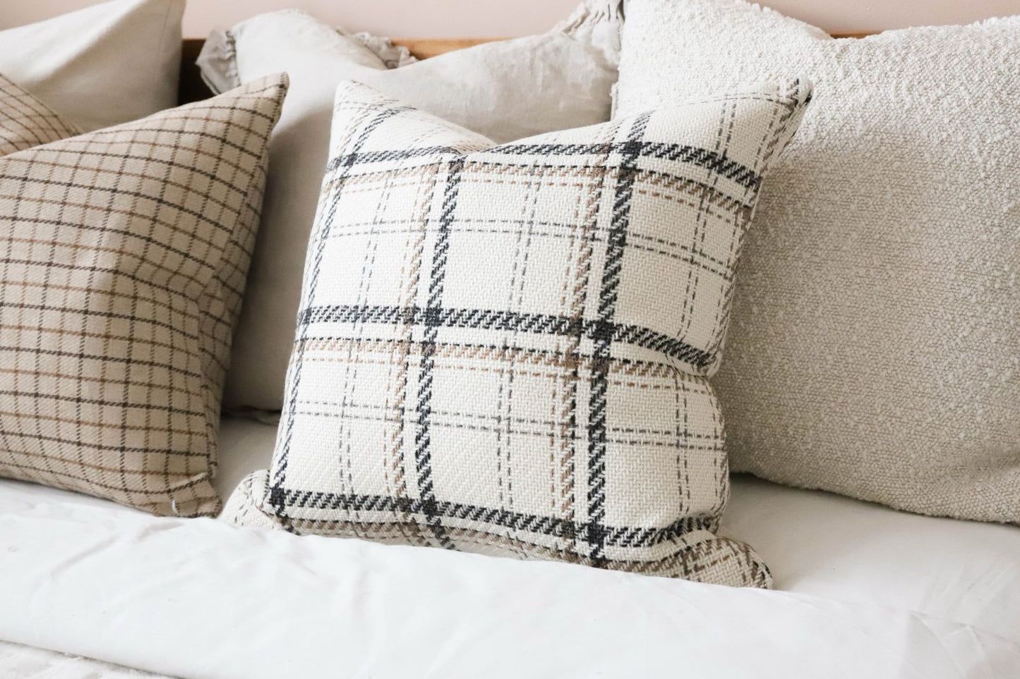 Country Cream Check Cushion