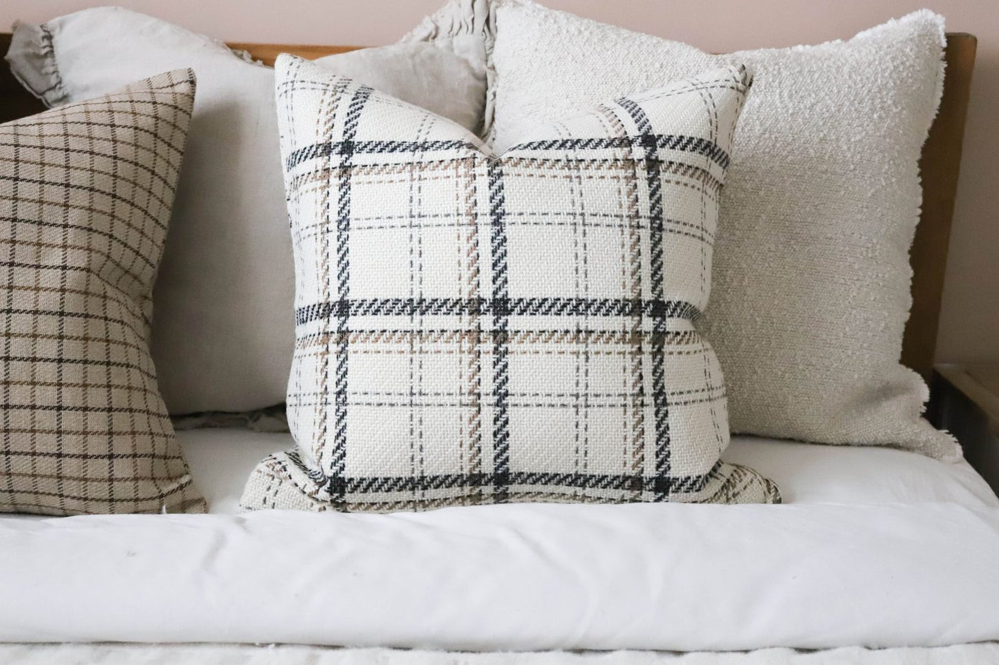 Country Cream Check Cushion