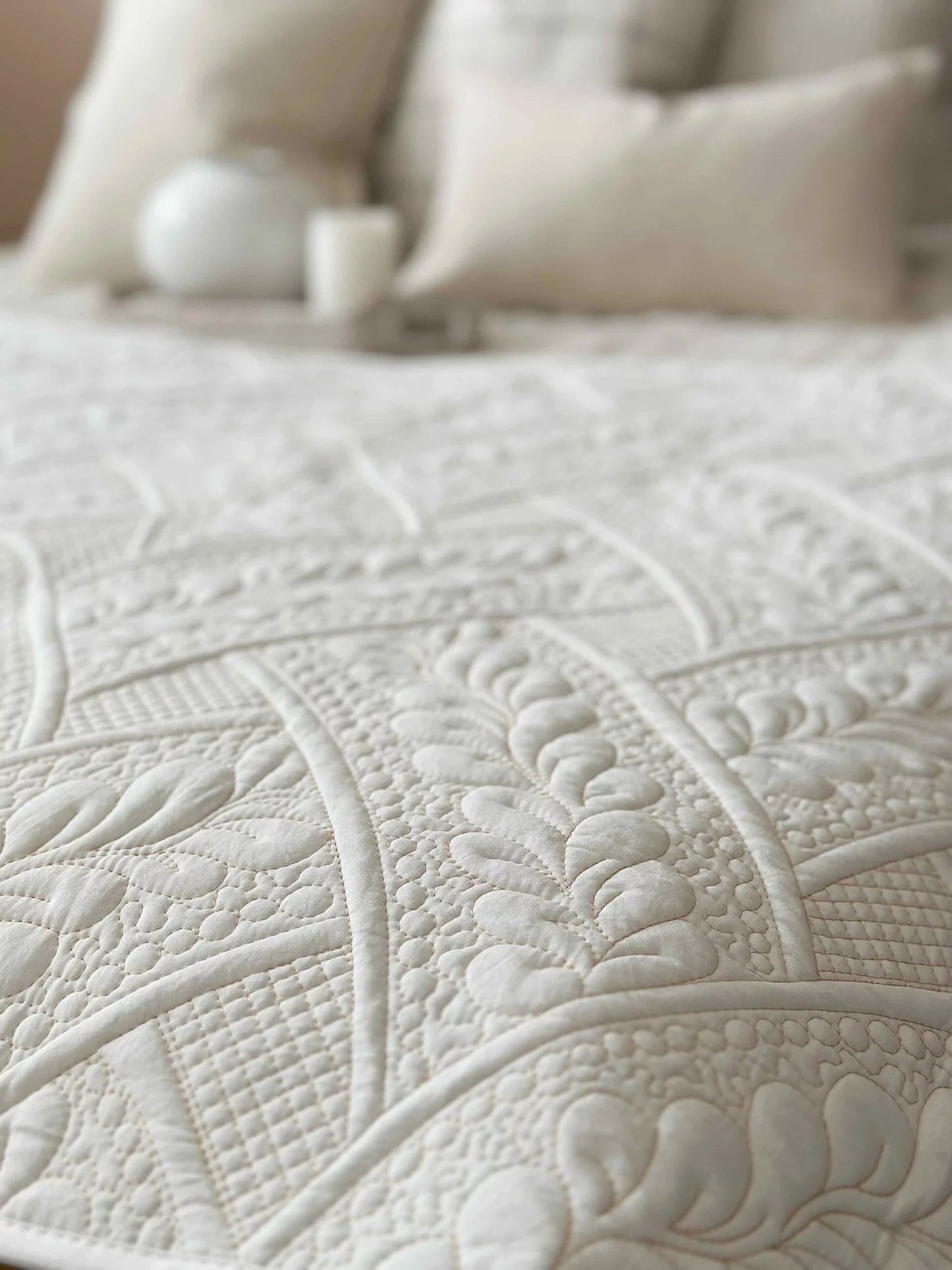 Cream Quilted Bedspread