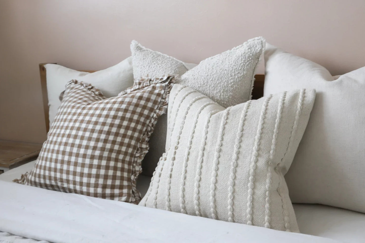 India Cream Textured Stripe Cushion