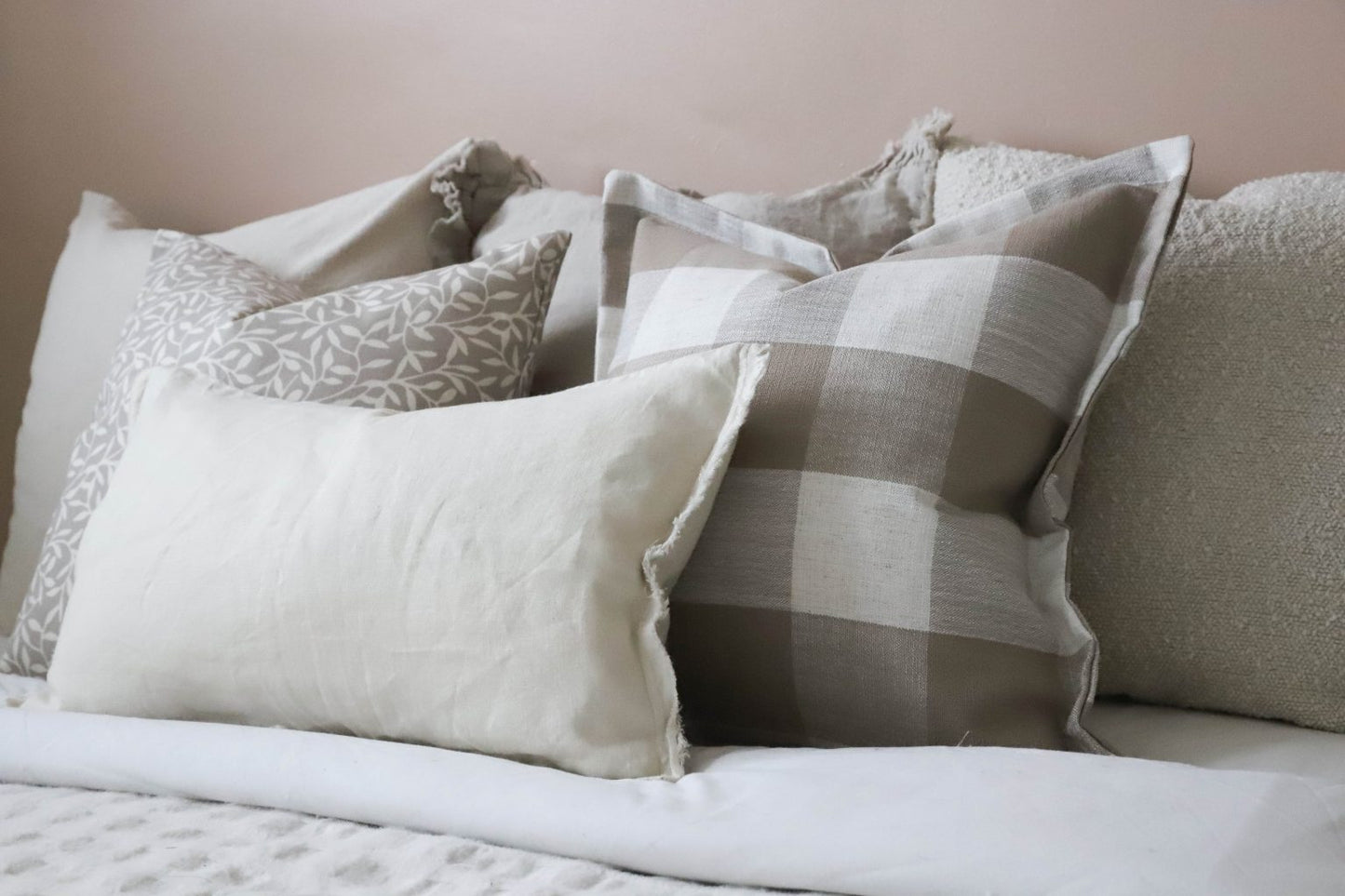 Ella Flanged Edge Brown and Cream Cushion