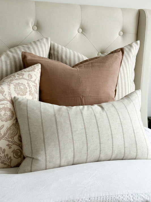 Freya Beige Vertical Stripe Cushion 50 x 30