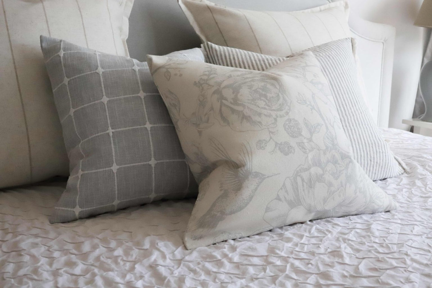 Aria Grey Bird Print Cushion