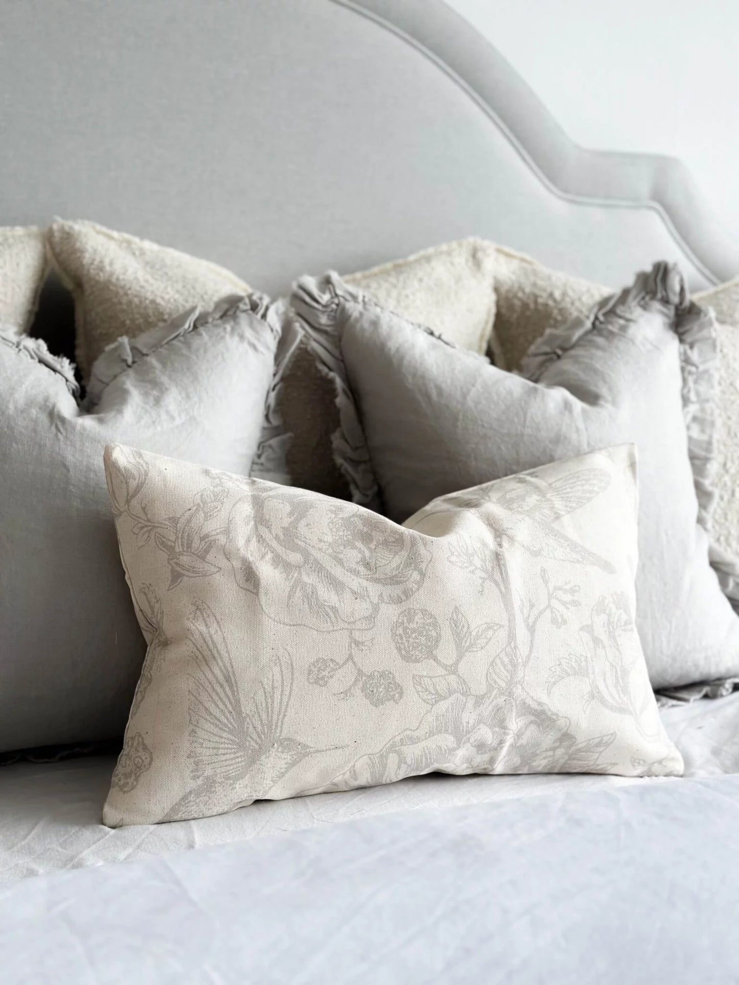 Aria Grey Bird Print Cushion