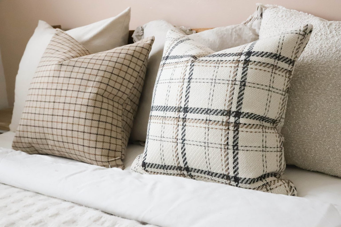 Country Beige Grid Cushion