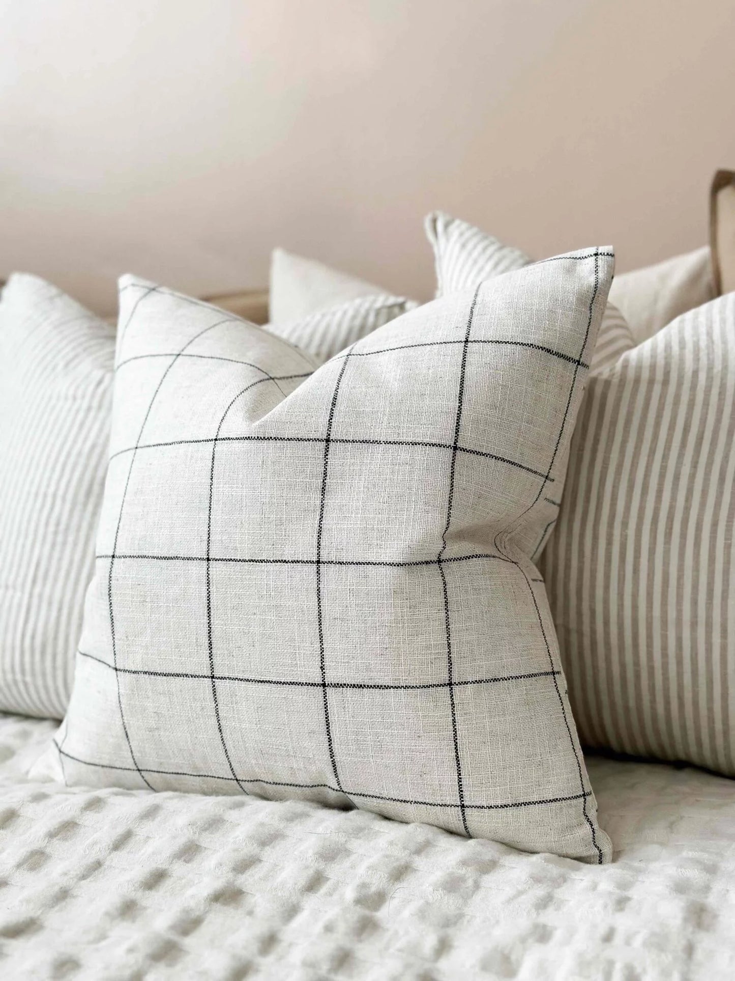 Gia Oatmeal Grid Cushion