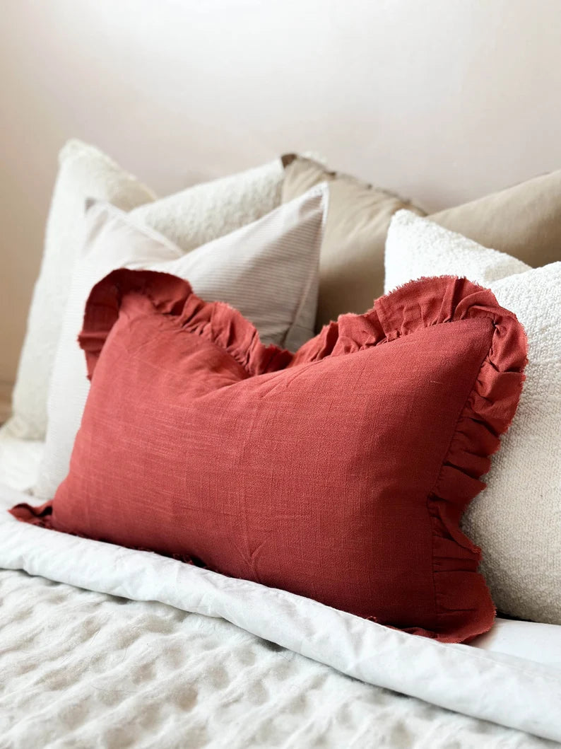 Grace Terracotta Ruffle Cushion - 2 Sizes