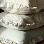 Hallie Olive Stripe Ruffle Cushion