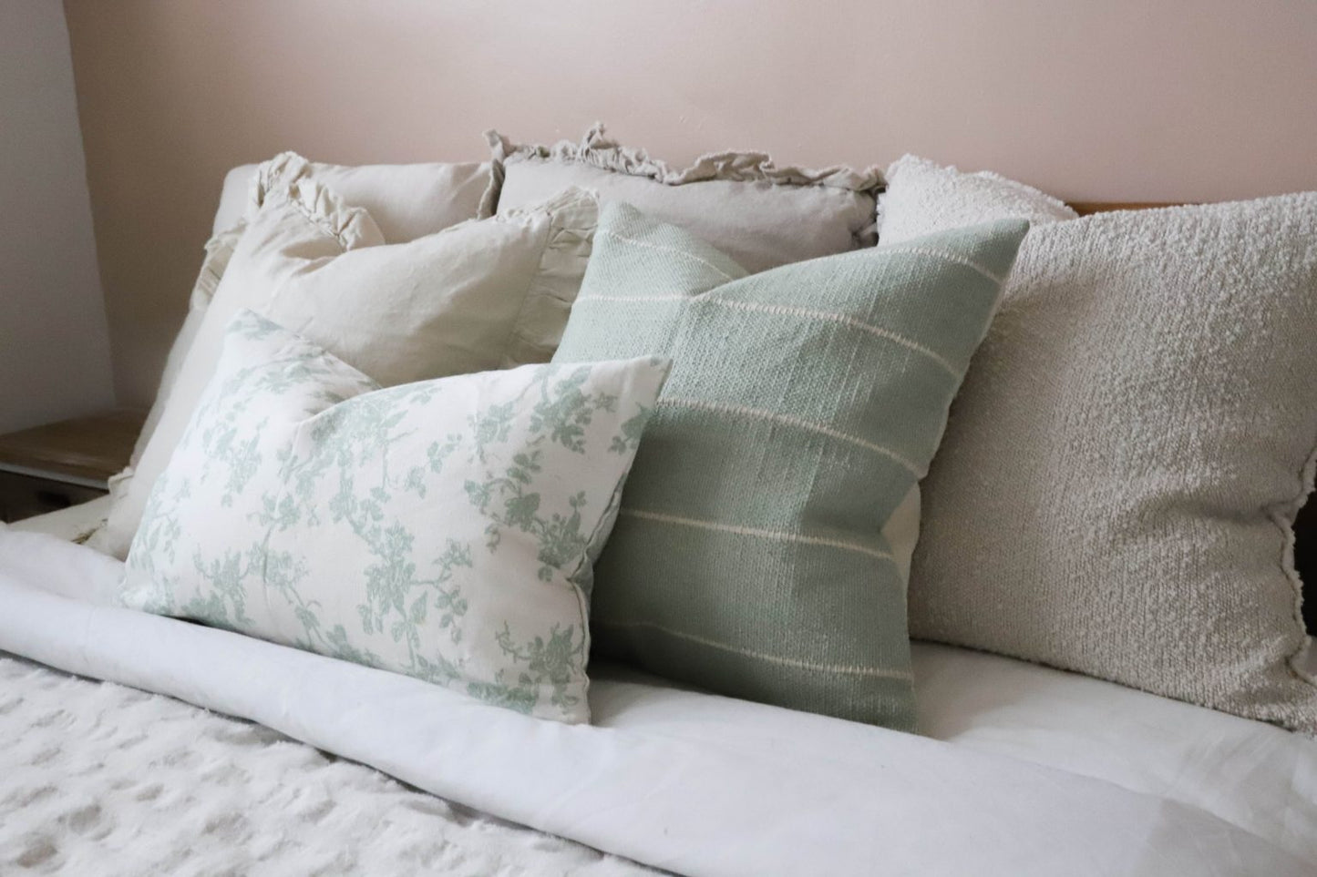 India Sage Green Stripe Cushion