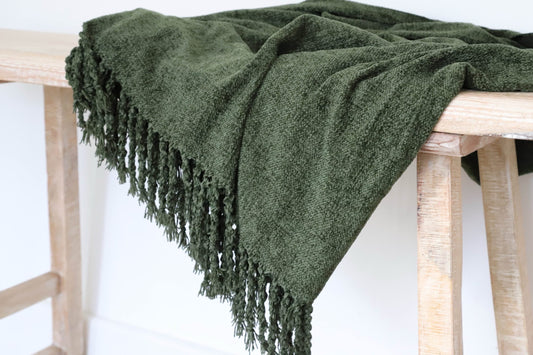 Khaki Tassel Throw