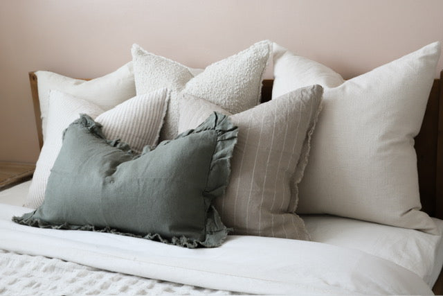 Hallie Khaki Ruffle Cushion