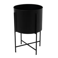 Large Matt Black Bullet Planter on Black Frame