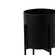 Large Matt Black Cylindrical Planter on Black Frame