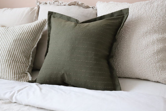 Lexie Khaki Stripe Cushion - 2 SIzes