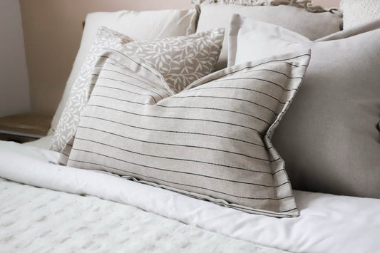 Luna Greige Stripe Cushion 50 x 30