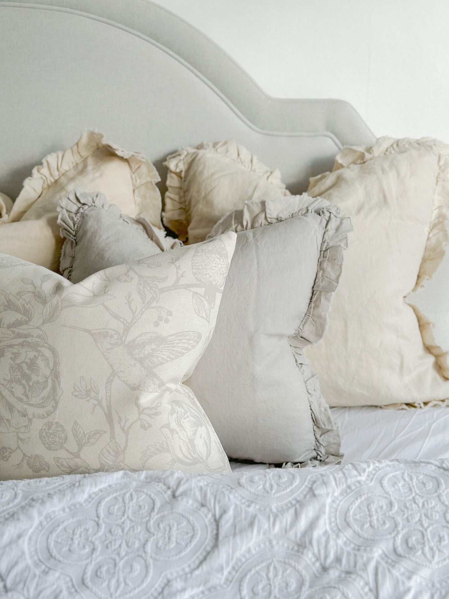 Hallie Light Grey Ruffle Cushion