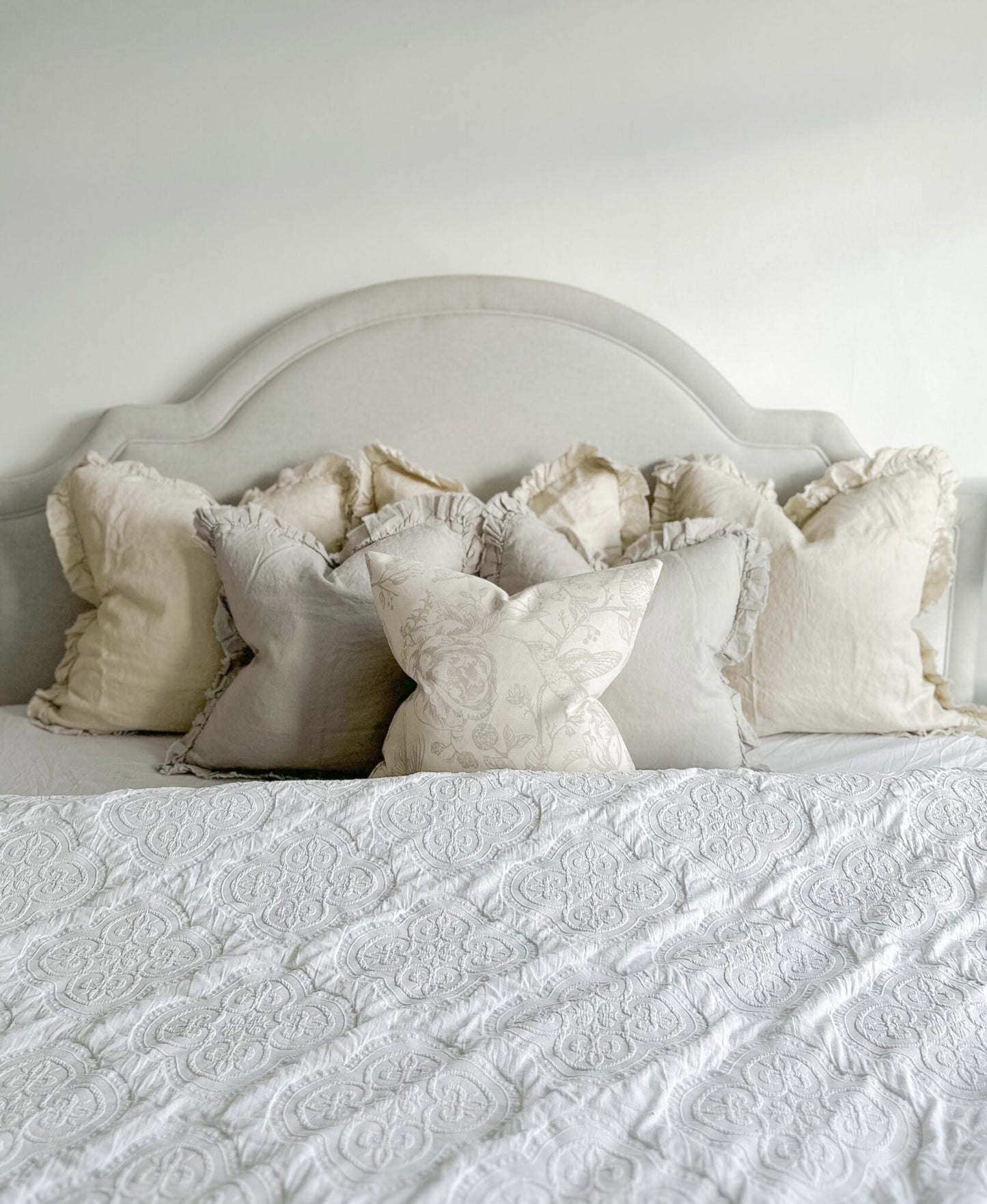 Hallie Light Grey Ruffle Cushion