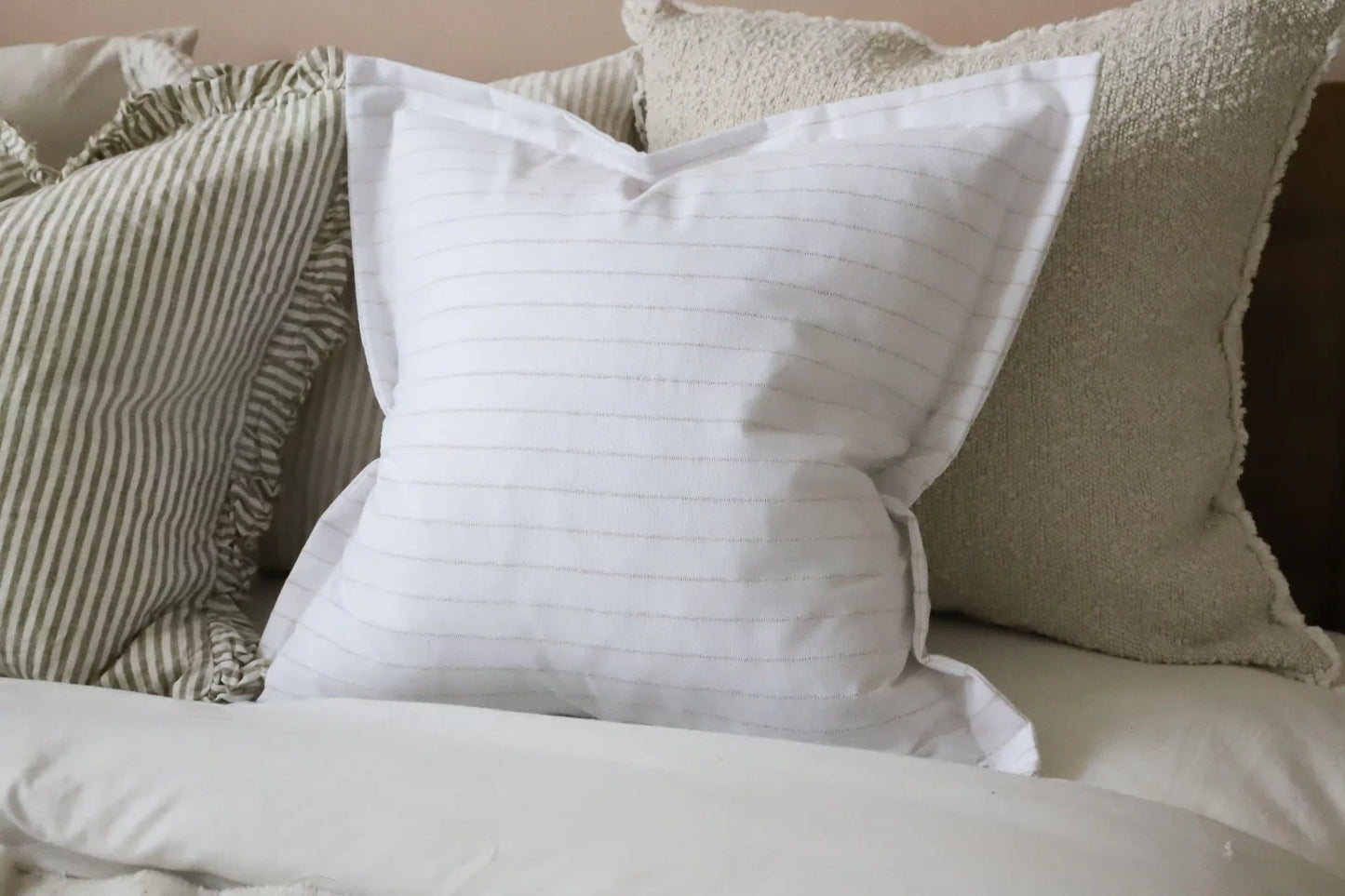 Lexie White Stripe Cushion