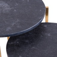 Set of 2 Black and Gold Marble Tables